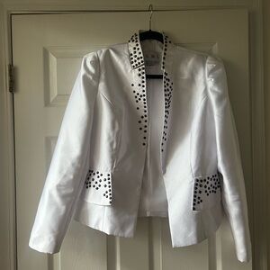 Elegant White Studded Women's Jacket